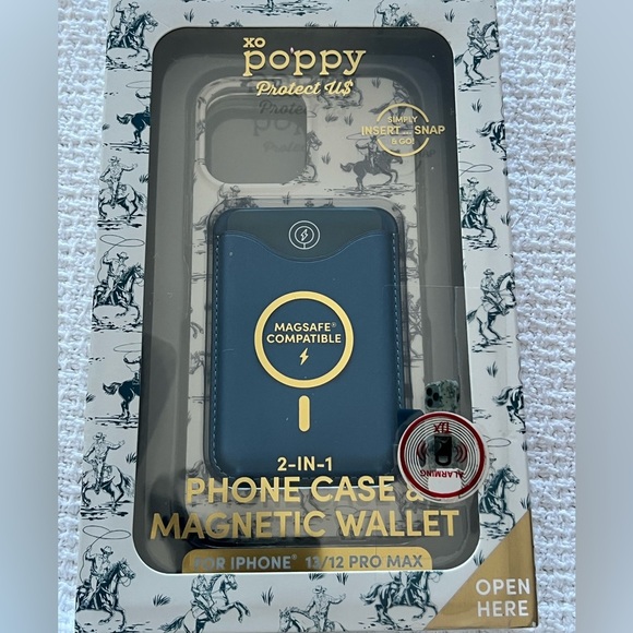 XO Poppy iPhone 12/13 Pro Max case and magnetic wallet MagSafe cowboys western - Picture 1 of 3